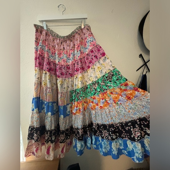 Multicolored Boho patchwork, floral maxi skirt - Picture 4 of 6